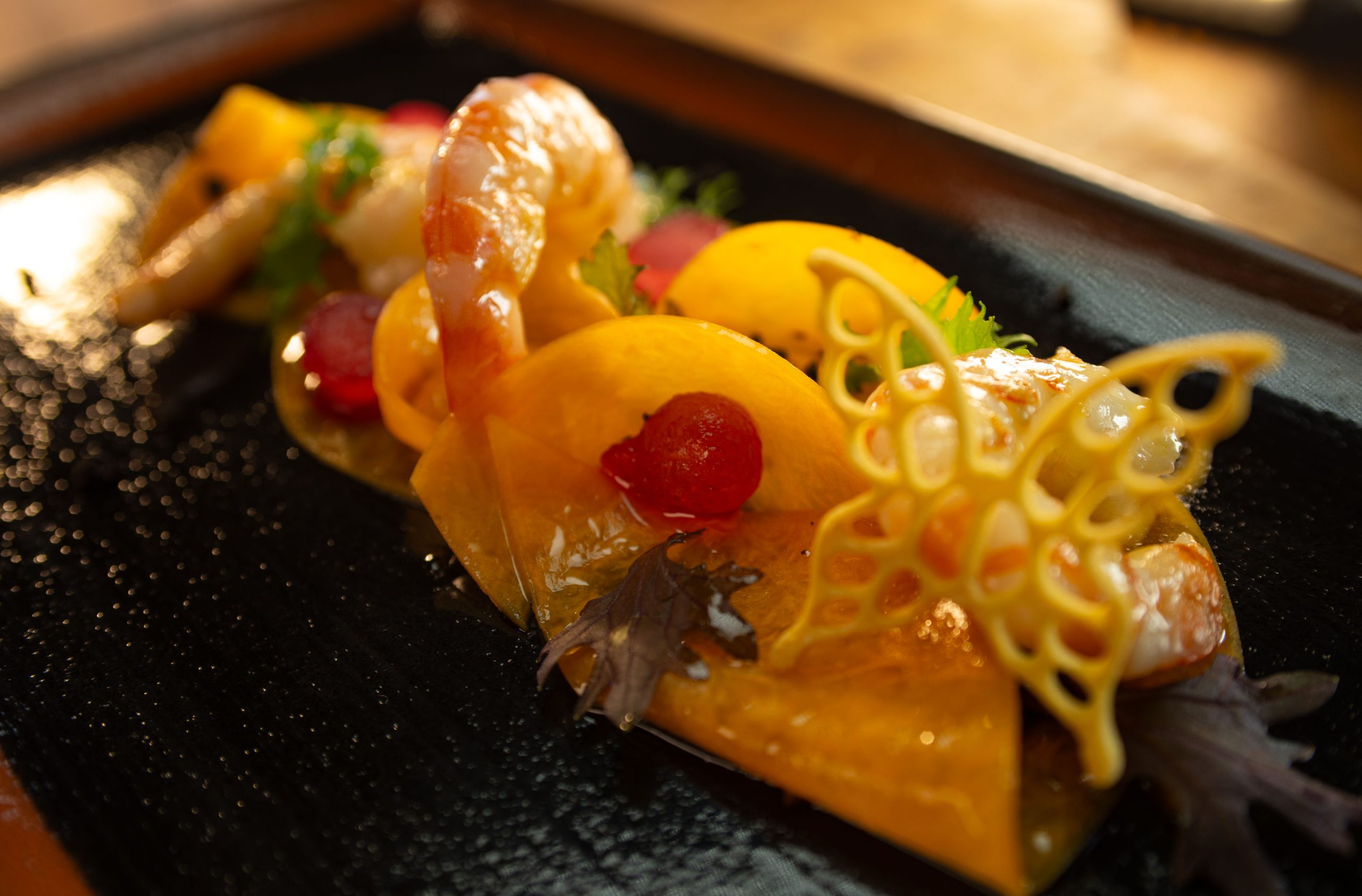 Carpaccio di melone BIO e mazzancolle