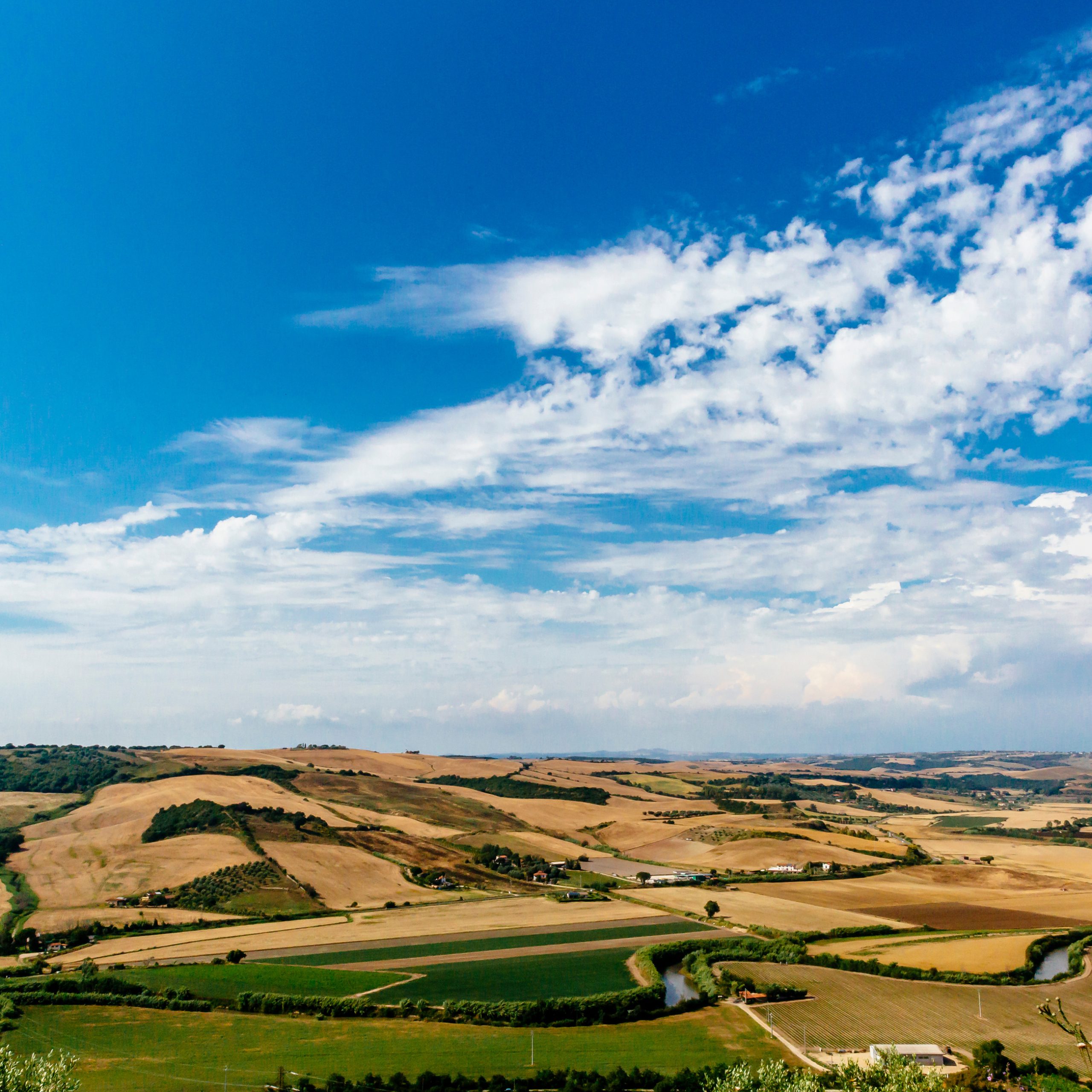 Fields in Italian Coutryside and Blue Sky
