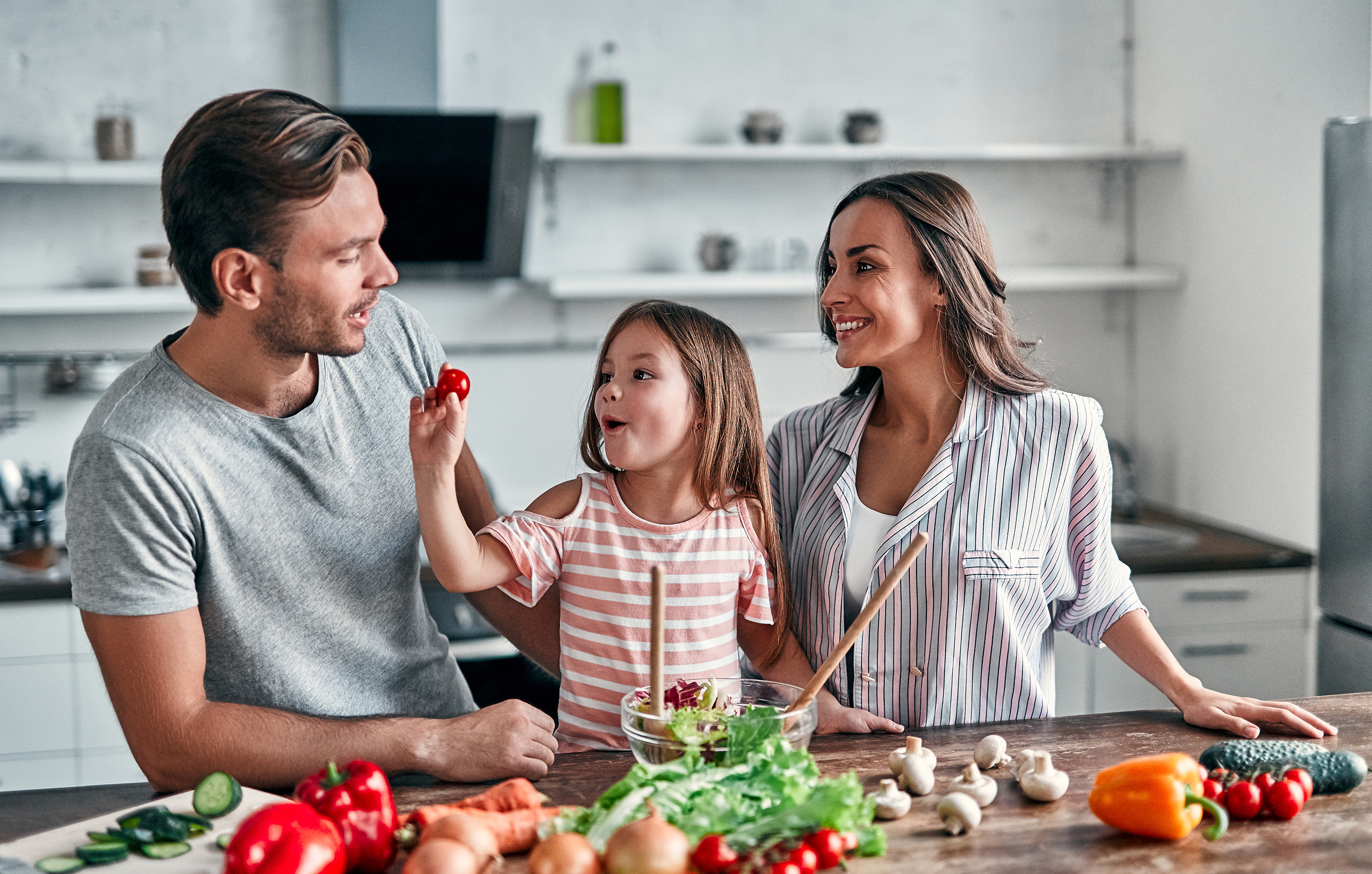 Family in kitchen