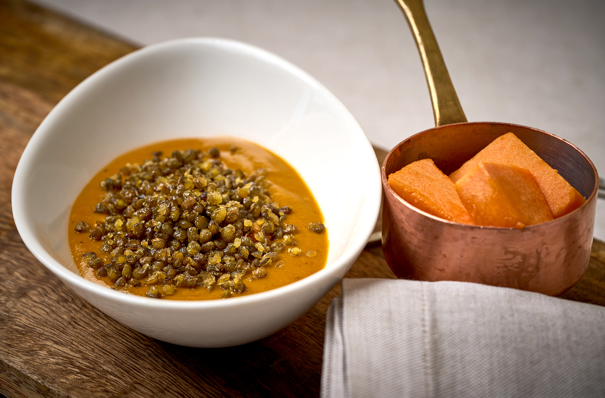 Crema di Zucca Bio e lenticchie croccanti